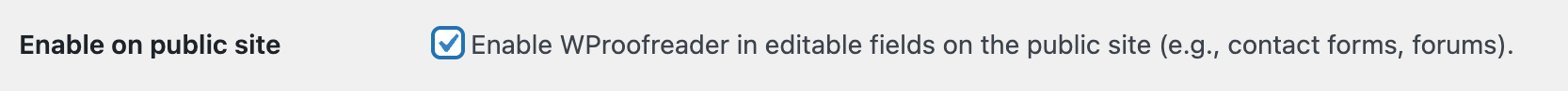Enable on public site checkbox selected