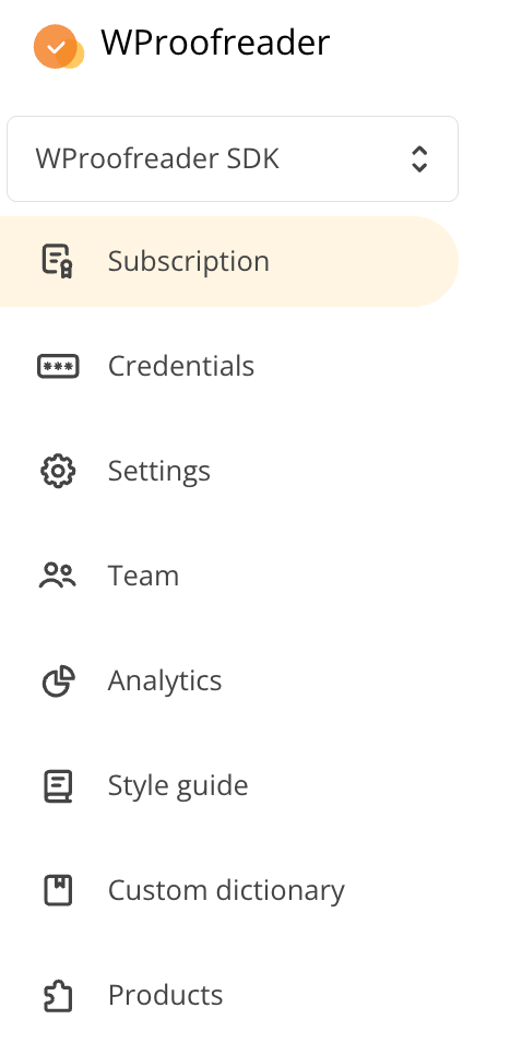 Admin panel sidebar navigation