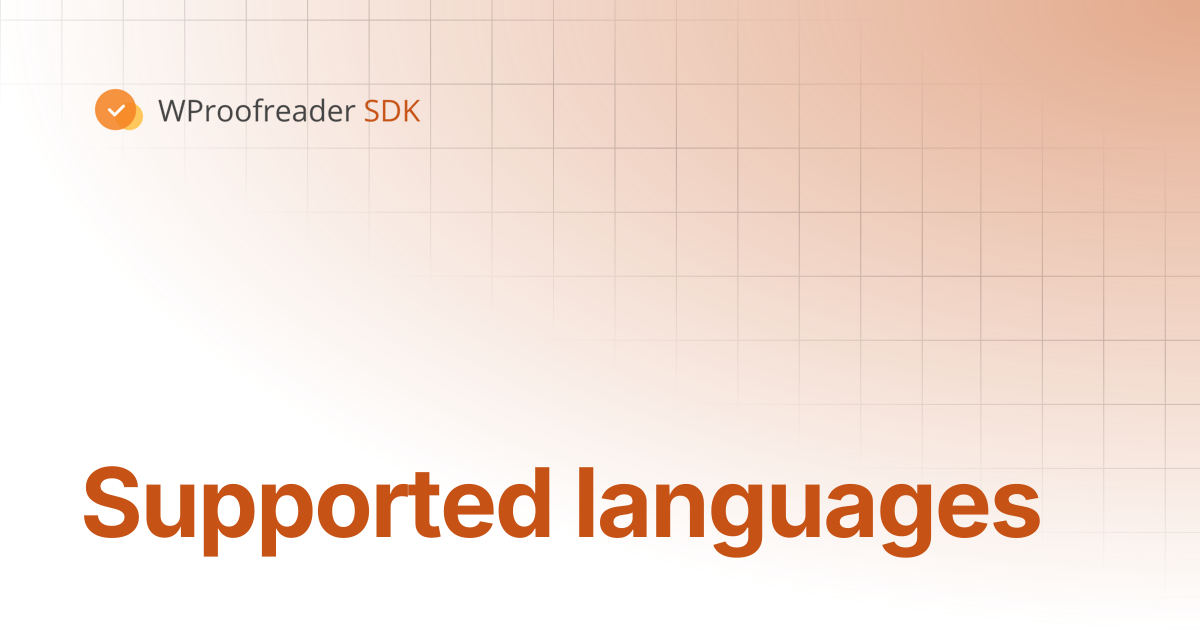 Supported languages | WProofreader SDK